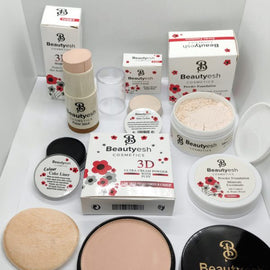 Beautyesh Deal Of 5 Items Face Powder, Foundation Stick, Makeup Base, Loose Powder, Cake Liner