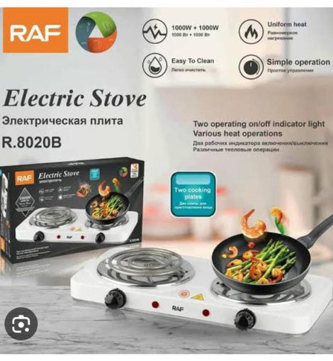 Electric Stove (Double) for cooking, Hot Plate heat up in just 2 mins, 2000W