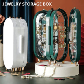 Jewelry Box Organizer With Mirror – Foldable Dustproof Jewelry Storage Case