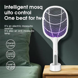 Rechargeable Electric Mosquito Killer Racket 2 In 1 Led Flash Light (random Color)