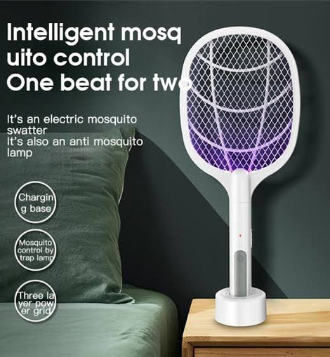 Rechargeable Electric Mosquito Killer Racket 2 In 1 Led Flash Light (random Color)